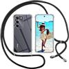 ISOI Cover con Cordino per Realme 14x 5G/C75/C71, Custodia Trasparente con Collana Tracolla Laccio Collo Ultra Sottile Morbido TPU Silicone Antiurto AntiGraffio Case, Nero