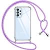 Pnakqil Cover per Samsung Galaxy A53 5G con Cordino, Trasparente Custodia con Laccio Tracolla Cellulare Girocollo Collana Protettiva per Samsung A53 5G 6.5 Pollic, Viola 01