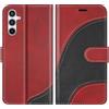 BoxTii Cover per Samsung Galaxy A35 5G, Custodia in PU Pelle Portafoglio, Magnetica Flip Cover a Libro con Slot per Schede per Galaxy A35 5G, Rosso