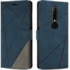 SONWO Cover per Nokia 6.1 Custodia, Flip Caso in PU Pelle Case Cover Premium Portafoglio Custodia per Nokia 6.1, Supporto Stand, Slot per Schede, Blu