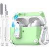 R-fun Compatibile con AirPods Pro 2 generazione (coperchio pop-up auto) con kit di pulizia, per Airpods Pro 2/1 gen (2023/2022/2019), per custodia Airpods Pro (USB-C/Lightning),Bianco/Avocado