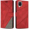 SONWO Cover per Samsung Galaxy A12 / Galaxy M12, Flip Caso in PU Pelle Case Cover Custodia con Slot per Schede e Supporto Stand per Galaxy A12 / Galaxy M12, Rosso