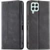 OKZone Cover per Samsung Galaxy A22 4G, Custodia Flip Pelle Portafoglio Magnetica Libro [Slot Schede], Silicone TPU Bumper Wallet Supporto Cover, Antiurto [Kickstand] (Nero)