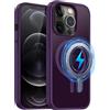 MOBESV Cover Magnetica per iPhone 12 PRO Max 6,7 Pollici, Custodia Compatibile con MagSafe, Cover Traslucida Opaca Posteriore Sottile Antiurto, Viola
