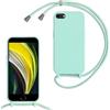 FERLAN Custodia per iPhone 16E/iPhone 17E Cover con Cordino,Verde Silicone Antiurto TPU Morbido Case Corda Collana Necklace Regolabile Stylish con Catena Ultra Sottile Cover per iPhone 16E/17E,Menta verde