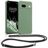 kwmobile Custodia Compatibile con Google Pixel 8a Cover - Back Case in Silicone TPU - Protezione Smartphone con Cordino - verde grigio