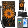 PHINIENLAND Cover per Oppo A55 / A56 5G custodia portafoglio Crisantemo | 3 scomparti carte, 1 tasca banconote, Chiusura magnetica, Supporto, Pelle PU flip cover per Oppo A16 4G