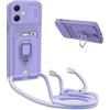 BGHHEU Cover con Cordino per Xiaomi Redmi Note 12 4G,Custodia con Collana Collo Silicone Antiurto Case,Protezione Fotocamera Slot Carte 360° Anello Supporto,Silicone Case,Viola