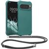 kwmobile Custodia Compatibile con Google Pixel 10 Pro XL Cover - Back Case in Silicone TPU - Protezione Smartphone con Cordino - petrolio