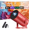 coolid Mini Proiettore Full HD 1080P, Proiettore Portatile Videoproiettore [App integrata] WiFi 6 Bluetooth 5.4 Auto Keystone, Chiavetta TV/USB/Laptop/HDMI/iOS, con Mouse Red