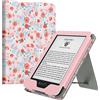 MoKo Custodia per Nuovo Kindle da 6(11a Generazione, 2024/2022)/(10a/8a Generazione, 2019/2016), Cover a Conchiglia in PU Iltraleggera con Funzione Auto Wake/Sleep per Kindle 2024, Primavera Rosa