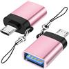 Seminer Adattatore Micro USB a USB 3.0 (2 Pezzi) con Cordino, Adattatore OTG Micro USB Maschio a USB-A Femmina Compatibile con Samsung S7 S6, Dispositivi Micro OTG, Unità Flash, Tastiera (Oro Rosa)