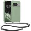 kwmobile Custodia Compatibile con Google Pixel 10 / Pixel 10 Pro Cover - Back Case in Silicone TPU - Protezione Smartphone con Cordino - verde grigio