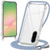 Oelrstfe Cover con Cordino per Samsung Galaxy A56, Trasparente Silicone Custodia con Regolabile Collana Laccio Tracolla, Antigraffio Proteggere Case Corda per Samsung Galaxy A56, Blu