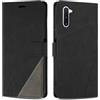 SONWO Cover per Samsung Galaxy Note 10, Flip Caso in PU Pelle Case Cover Custodia con Slot per Schede e Supporto Stand per Samsung Note 10, Nero