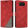 SONWO Cover per Xiaomi Poco X3 PRO/Poco X3 NFC Custodia, Flip Caso in PU Pelle Case Cover Premium Portafoglio Custodia per Xiaomi Poco X3 PRO/Poco X3 NFC, Supporto Stand, Slot per Schede, Rosso