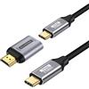 ELUTENG Adattatore USB C a HDMI 4K con Cavo Video USB C 3.2, HDMI USB C Adapter Alluminio con Thunderbolt 3/4 per iPhone 16/15 Pro/Max MacBook iPad Pro/Air Surface Book 2 XPS Galaxy