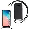 FERLAN Custodia per Samsung Galaxy S10 Plus Cover con Cordino,Nero Silicone Antiurto TPU Morbido Case Corda Collana Necklace Regolabile Stylish con Catena Ultra Sottile Cover per Samsung Galaxy S10 Plus,Nero