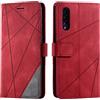 Vankii Cover per Samsung Galaxy A50 / A30S / A50S, Flip Caso Libro Portafoglio Custodia in Pelle PU Magnetica,Custodia Pelle Sintetica TPU Silicone Antiurto,Funzione Supporto Slot Schede (Rosso)