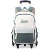 IvyH Zaino con Ruote per Bambini, 16 Pollici Zaino Trolley Scuola Elementare alla Moda, Zaino Rotelle per Seconda/Terza/Quarta/Quinta Elementare, Carrello Staccabile, Verde