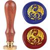 DELORIGIN Timbro con drago cera, timbro in rilievo, rimovibile, 25 mm, in ottone, per inviti di nozze, buste regalo, decorazione