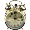Pumixiy Sveglia a carica manuale vintage in metallo, orologio da tavolo meccanico con design a ferro di cavallo, orologio da comodino retrò a doppia campana, per la decorazione della casa