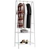 HUOLE Mobile Appendiabiti da Ingresso, Stand Appendiabiti da Terra Moderno Scaffale Porta Abiti da Camera con Ganci e Scarpiera a 2 Livelli, 59,5 x 36,5 x 160 cm (Bianco-59,5 * 36,5 * 160 cm)