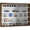 HOMCOM Vetrina da parete per collezioni 80 x 9,5 x 60 cm con 4 ripiani regolabili in altezza e 2 ante scorrevoli in vetro, per collezioni di auto e figurine in miniatura, marrone