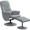 HOMCOM Poltrona Relax con Poggiapiedi Poltrona Relax Rilassante girevole a 360° e schienale reclinabile per TV con supporto fino a 120 Kg rivestimento sintetico metallo Grigio