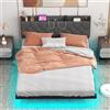 COSTWAY Letto Matrimoniale 160x200 cm, Struttura Letto con Testiera Imbottita Regolabile, Stazione di Ricarica e Luci LED, Galleggiante, Struttura in Metallo, Silenzioso, Carico 300kg