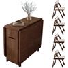 CLXRZM 1.5m Tavolo Da Pranzo Pieghevole e Sedie, Tavolo Da Cucina Retrattile per Piccoli Spazi con 4 Sedie e Cassetto, Set di Table Allungabile con Ruote in Legno Massello (Noce)