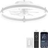 ZMISHIBO Ventilatore da soffitto con luce e telecomando, moderno profilo basso da 50 cm, luce LED dimmerabile, 6 velocità, silenzioso, lampadario bianco per camera da letto/soggiorno
