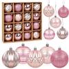 Meleager 6cm Palle di Natale Modello, Rosa Oro Rosa 16PCS Palline Albero Natale, Palla di Natalizie, Palline di Plastica Decorazioni, Decorazioni per Feste, set di Ornamenti per l'albero di Natale