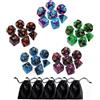 CREEBUY Set di dadi poliedrici D&D, confezione da 5 dadi bicolori, compatibili con Dungeons and Dragons DND giochi di ruolo RPG MTG Games dadi con D4 D6 D8 D10 D% D12 D20 (set di 5 colori)