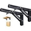 Ozzagar 200mm Staffe Pieghevoli per Mensole, 2 Pezzi Metallo Supporti Tavolo a Parete, Mensola per Banco di Lavoro Fai da Te, Staffe Per Cucina, Camera Da Letto, Garage, Lo studio, Carico Massimo: 50 kg