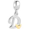 XWN Ciondolo lettere A-Z per bracciale, argento 925, compatibile con Pandora e braccialetti/collane europei, per donne/ragazze.