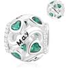 Symretie Donna Bead Charm Ciondolo 12 Pietra natale Argento Sterling 925 con Cubic Zirconia Pendenti per Pandora Braccialetti, Compatibile con Braccialetti e Collane europei