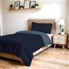 Italian Bed Linen Copripiumino Singolo, Tinta Unita DoubleFace, Parure Copripiumino ZOE, con Sacco Piumone 150x200cm con patella 50cm + federa 50x80cm BLU MARE/BLU