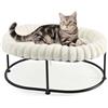 GUUSII HOME Elevato Amaca Lettino per Gatti Rialzato Gatto Sdraio Grande Gattino Divanetto Divano per Cani Taglia Piccola Animale Domestico Brandina con Cuscino Lavabile Cat Bed 58.5*43*21cm (Bianco)