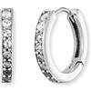 Engelsrufer Orecchini a cerchio da donna in argento Sterling con 20 zirconi bianchi a neri, chiusura a clip, senza nichel, 1 Paar, Argento sterling, Zirconia cubica