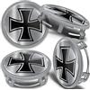 SkinoEu 4 x 75mm Coprimozzo Copricerchi Tappi Ruota Cerchi Lega Ricambio Compatibili per Mercedes Benz 6470207 / B66470200 Grigio Argento Croce di Ferro CMS 15