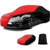 CEMOFE Telo Copriauto Elastico per Interni, Telo Copriauto da Interno Universale Adatto a Berline, Auto Sportiva, SUV, Traspirante e Antipolvere, Morbido al Tatto, Aderente, Nero e Rosso, L