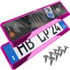 L & P Car Design Portatarga Auto - Supporto Targa - [semplice, durevole e sicuro] - 8 viti - 520x110 mm - Rosa Cromo - Porta Targa - adatto a qualsiasi auto - per targhe italiane omologate - Fissaggio per Targa