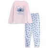 Disney Pigiama da Donna in Pile di Velluto Lilo & Stitch, a Maniche Lunghe, Rosa | Pigiama con Stampa dei Personaggi dei Cartoni Animati | Comodo Abbigliamento da Notte | Merchandising