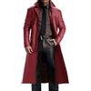 Generic Cappotto in pelle integrale maschile, pelle nera maschile classica trench lunghe lunghezza rossa marrone