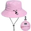 Malaxlx Cappello impermeabile per donne e uomini - Protezione UV Beach Sun Hat Pesca Safari Boonie Cappello da pioggia Regolabile Packable, Rosa - Impermeabile, Taglia unica