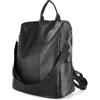 FuninCrea Zaino da donna impermeabile zaino da giorno da donna antifurto borsa da donna in pelle PU zaino grande con tracolla rimovibile e manico, Nero - Aggiornamento, L