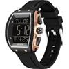 findtime Orologio da polso da uomo, digitale, militare, quadrato, digitale, da uomo, con numeri grandi, da uomo, con coutdown doppio, cronometro 5 ATM, impermeabile per esterni, Oro rosa, cinghia