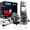 Nvdin h7 led 20000lm, lampadine per fari auto o moto, kit lampadina senza ventilatore per abbaglianti o anabbaglianti o fendinebbia, dimensioni 1:1 alogena, luce bianca 6000k