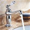 Iriisy Rubinetto miscelatore in ottone anticato, stile vintage, in porcellana, miscelatore monocomando, per bagno e cucina (argento)